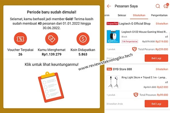 cara mengecek pengeluaran shopee setahun