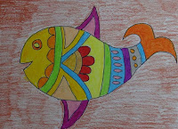 Harmony Arts Academy Drawing Classes Friday 22-January-2016 9 yrs Chaitrali Suhas Bhagwat Fish Design Oil Pastels