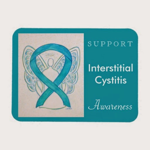 Support Interstitial Cystitis (IC) Turquoise Blue Awareness Ribbon Guardian Angel Rectangle Magnets Gifts