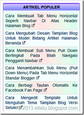 Contoh Daftar Artikel Atau Lis Item Latar Gradasi Warna-warni