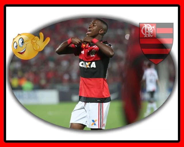 Vinicius Júnior marca primeiro gol pelo Flamengo.  