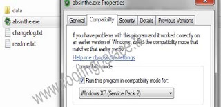 change the compatibility of the program "absinthe.exe"