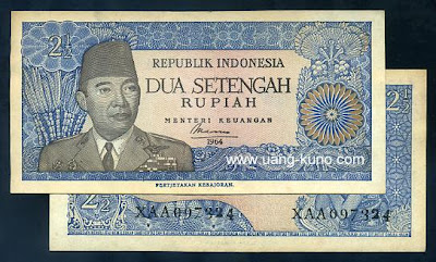  variasi untuk bagian dua setengah Rupiah 1964 (seri Sukarno)