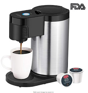 Aicok Single Serve Coffee Maker, Single Cup Coffee Maker for Most Single Cup Pods including K Cup Pods, One Cup Coffee Maker with Stainless Steel Body