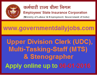 ESIC TAMIL NADU RECRUITMENT 2016 APPLY ONLINE FOR UDC & OTHER POSTS