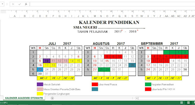 Kalender Akademik Otomatis Tahun Ajar