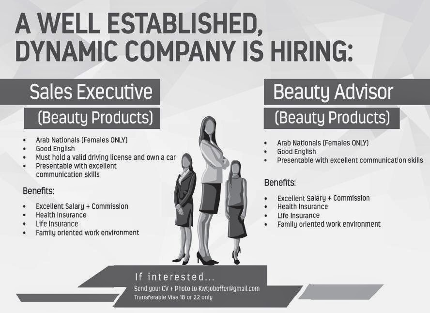 Sales Executive and Beauty Advisor needed for Beauty products - Females