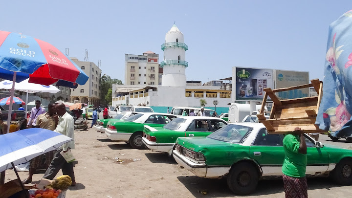 The mosque stands in the market