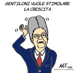 Gentiloni, deficit, lettera UE, manovra, Padoan, Unione Europea, crescita, satira, vignetta