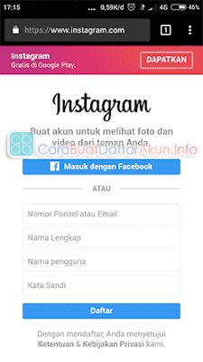 buat akun instagram lewat google