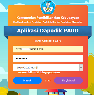 halaman login dapopaud v.3.5.0