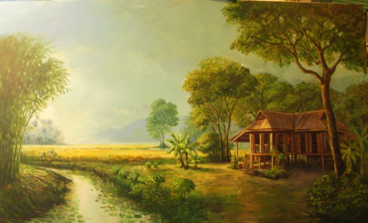 Lukisan Pemandangan Kampung  myideasbedroom.com