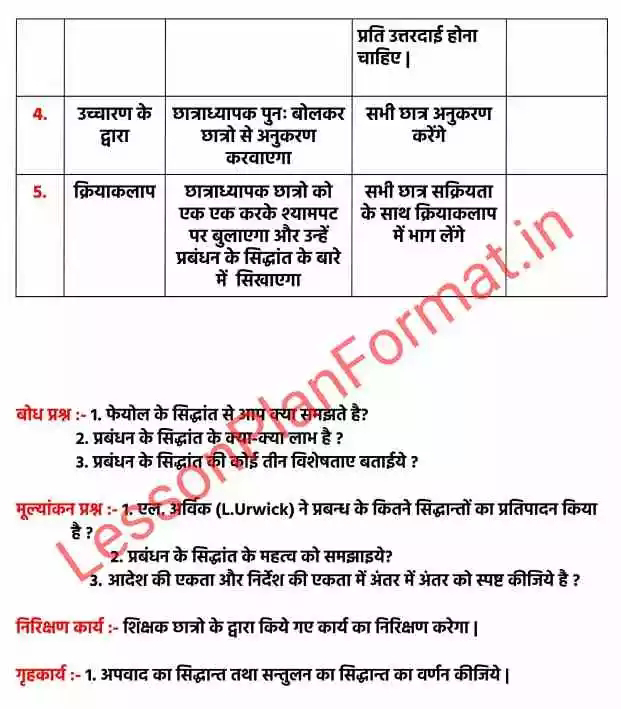 B.ed Lesson Plan of Business Studies in Hindi