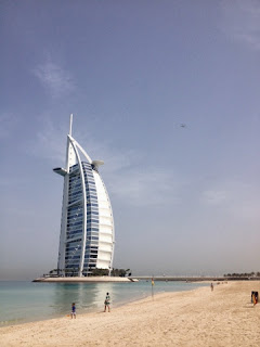 The view to the Burj al Arab from the private beach Mina A'Salam