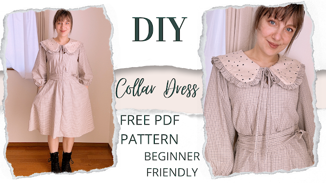 How to Sew a Collar Dress with Puff Sleeves and Belt (Free Pattern + Video Tutorial)