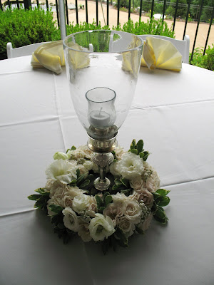  a lush flower wreaths were perfect for a summer gardenthemed wedding
