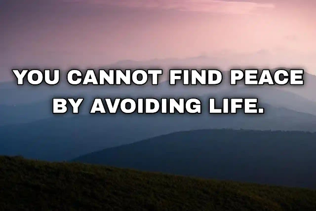 You cannot find peace by avoiding life. Virginia Woolf
