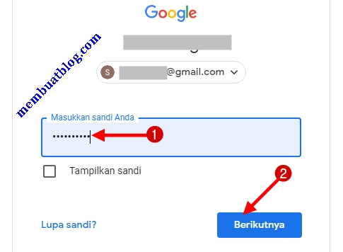 Masukkan Password Email kemudian Klik Berikutnya