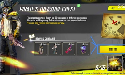 Peta Harta Karun FF Di map Free fire dengan cara Temukan tanda X di event treasure chest