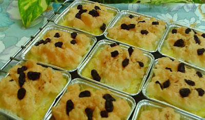 PUDING ROTI TAWAR KUKUS KEJU KISMIS