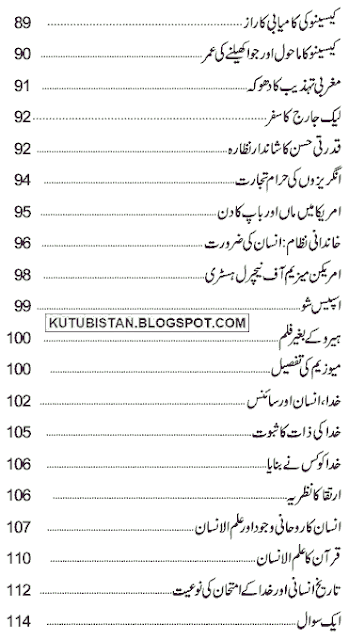 Contents of the Urdu Book Khol Ankh Zameen Dekh by Abu Yahya