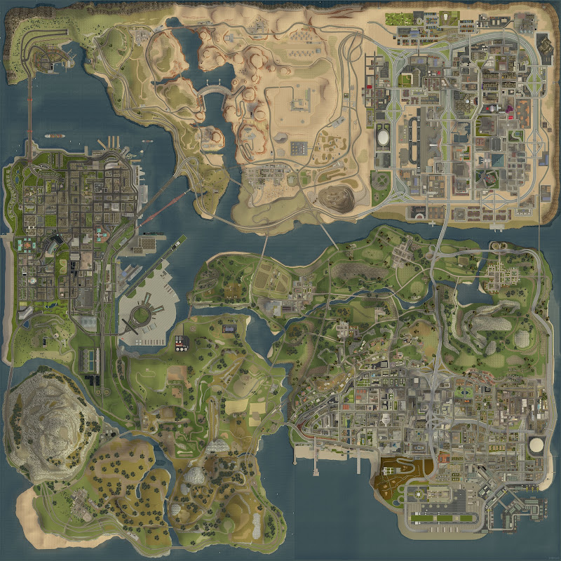 Grand Theft Auto: San Andreas Game Map Satellite