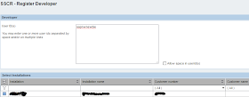 Enter the user name(s) and select the Installation for which the developer key is required