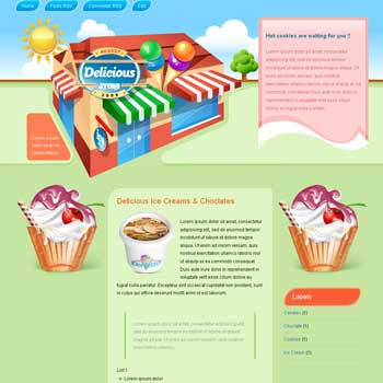 Delicious Store 3 Column Blogger Template. image slider blogger template. 3 column footer template blog. recipe and cooking blogger template