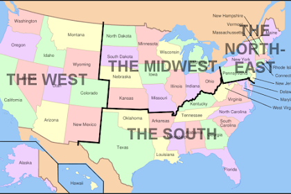 USA Region map east west info