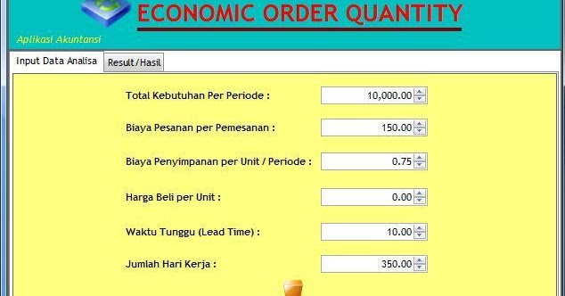 SIMULASI KALKULATOR ECONOMIC ORDER QUANTITY ~ Z.A.H.I.R.A