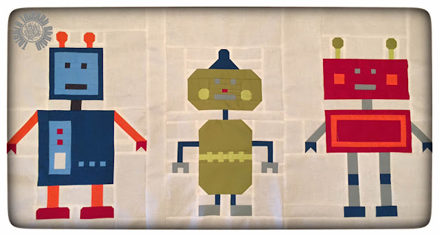 Robots All In A Row Quilt by Thistle Thicket Studio. www.thistlethicketstudio.com