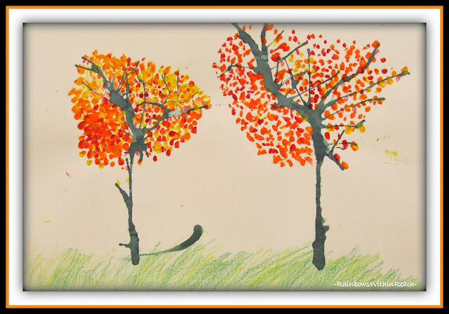 Fall Trees in Painted Pointillism via RainbowsWithinReach
