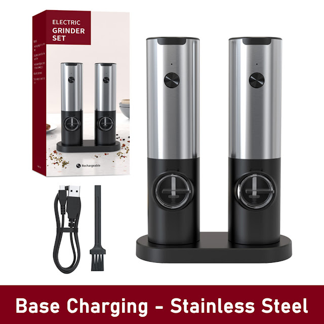 Electric Salt and Pepper Grinder Set - Rechargeable USB