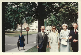 From left to right: Unknown, Robert Putnam, Caroline Wright Putnam, George Wright and Hope Gilson, August 26, 1966