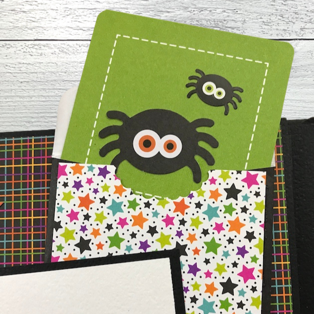 Halloween Booville Scrapbook Album Page with envelope and spider card