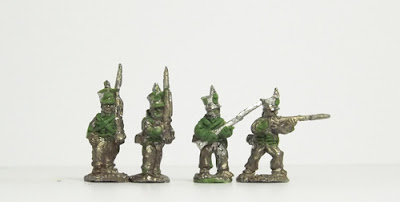 Line infantry, in both march attack and firing poses: