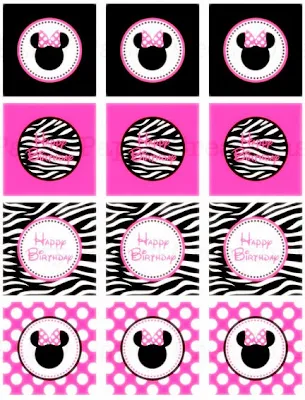 Minnie Party in Zebra and Fucsia Free Printable Kit.