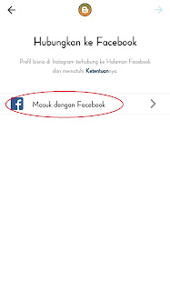 Setelah anda masuk ke tampilan seperti gambar dibawah ini , silahkan anda klik Masuk dengan facebook untuk melanjutkan proses menghubungkan dengan facebook.