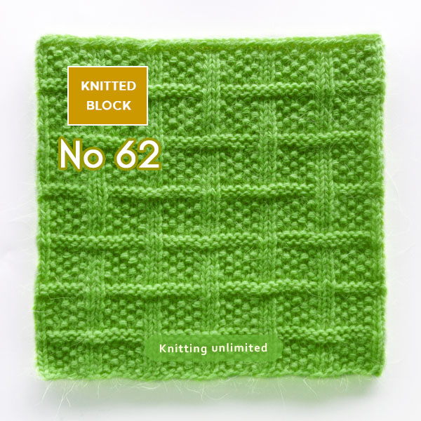 Knitted block no 62 is my absolute favorite knitting design. It's created by knitted 44 stitches and 60 rows using both Knit and Purl stitches.