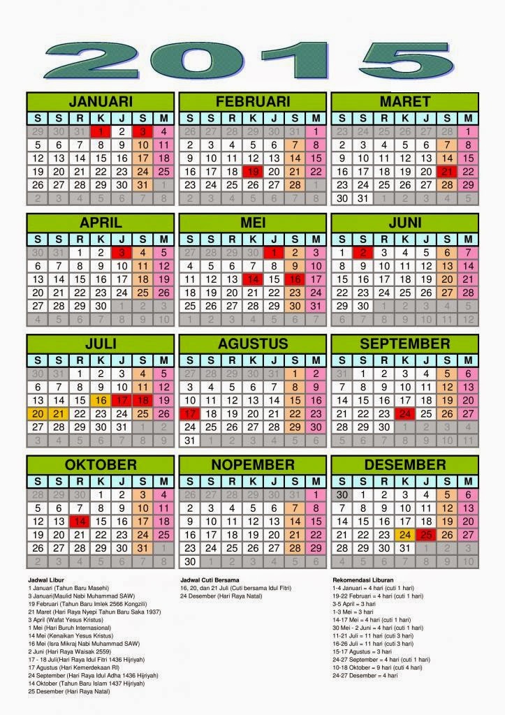 Download Kalender 2015 Lengkap  Kata Ilmu