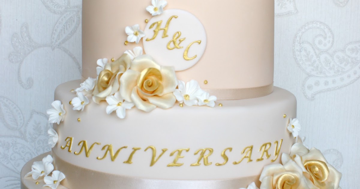 Small Things Iced Golden Wedding  Anniversary  Cake