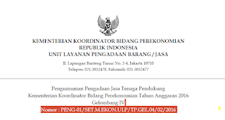 Lowongan Kerja Terbaru Kementerian Koordinator Bidang Perekonomian Republik Indonesia