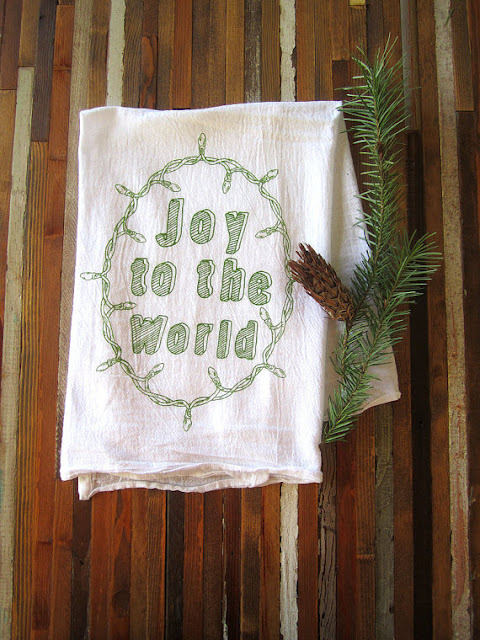 joy to the world christmas tea towel from oh little rabbit