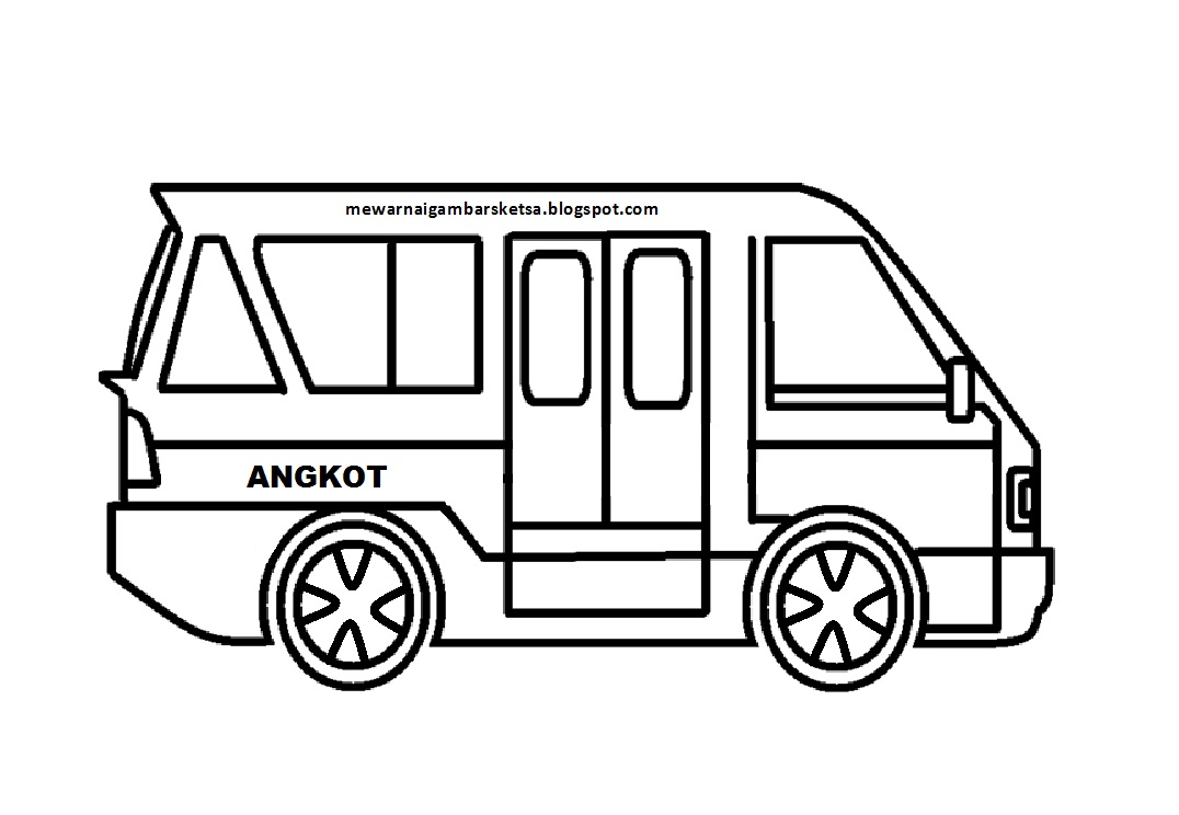 Mewarnai Gambar Mewarnai Gambar Sketsa Transportasi Mobil Angkot
