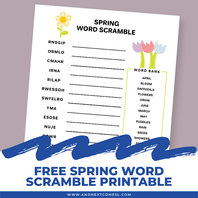Spring word scramble printable with answers