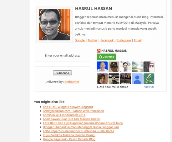 HTML Widget Google+ Follower Blogspot