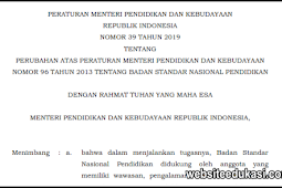 Permendikbud Nomor 39 Tahun 2019 Tentang BSNP