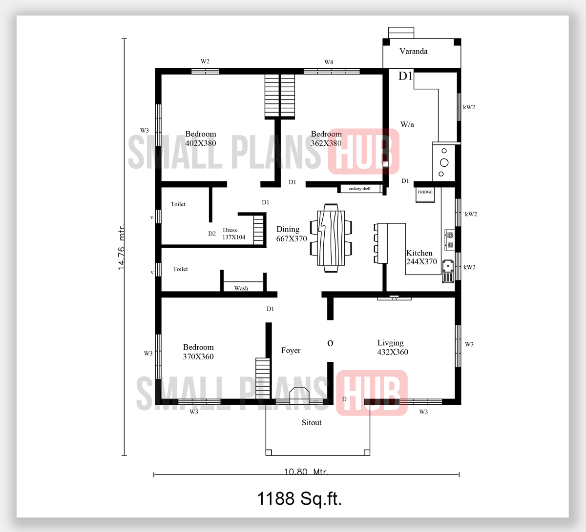 Kerala Model 3 Bedroom House Plans. Total 3 House Plans Under 1250 