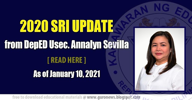 2020 SRI UPDATE from DepEd Usec. Annalyn Sevilla