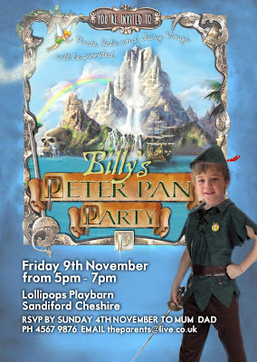 Peter Pan Party Personalized Invitation with photo